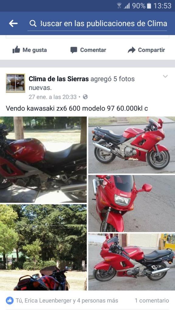 Moto kawasaki zx6 600modelo 60.000 klc tel 0291 5730663