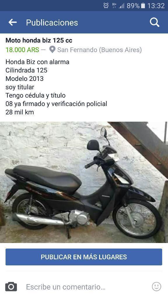 Vendo Urgente Honda Biz 125 X Mudanza