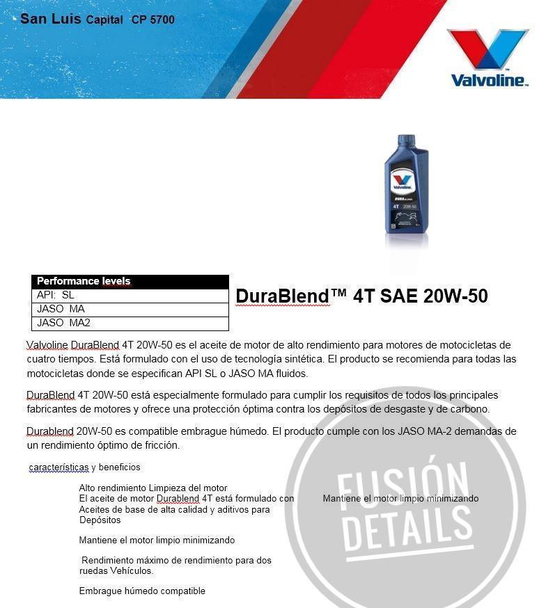 Aceite Valvoline 20w50 Semisintetico Durablend X 1 Unidad