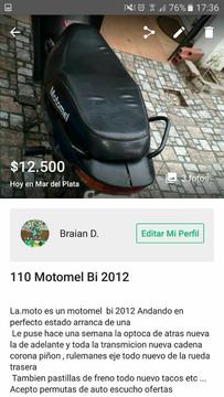 Vendo Moto 110 Exelente Estado
