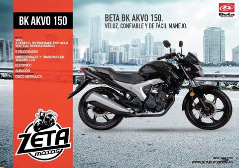 Beta Bk Akvo 150 0km Modelo 2017 Zeta Motos