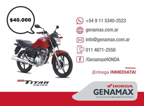 Honda Cg 150 Titan 2017 0km Entrega Inmediata Genamax
